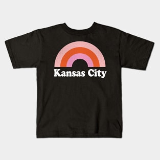 Kansas City, Missouri - MO Retro Rainbow and Text Kids T-Shirt